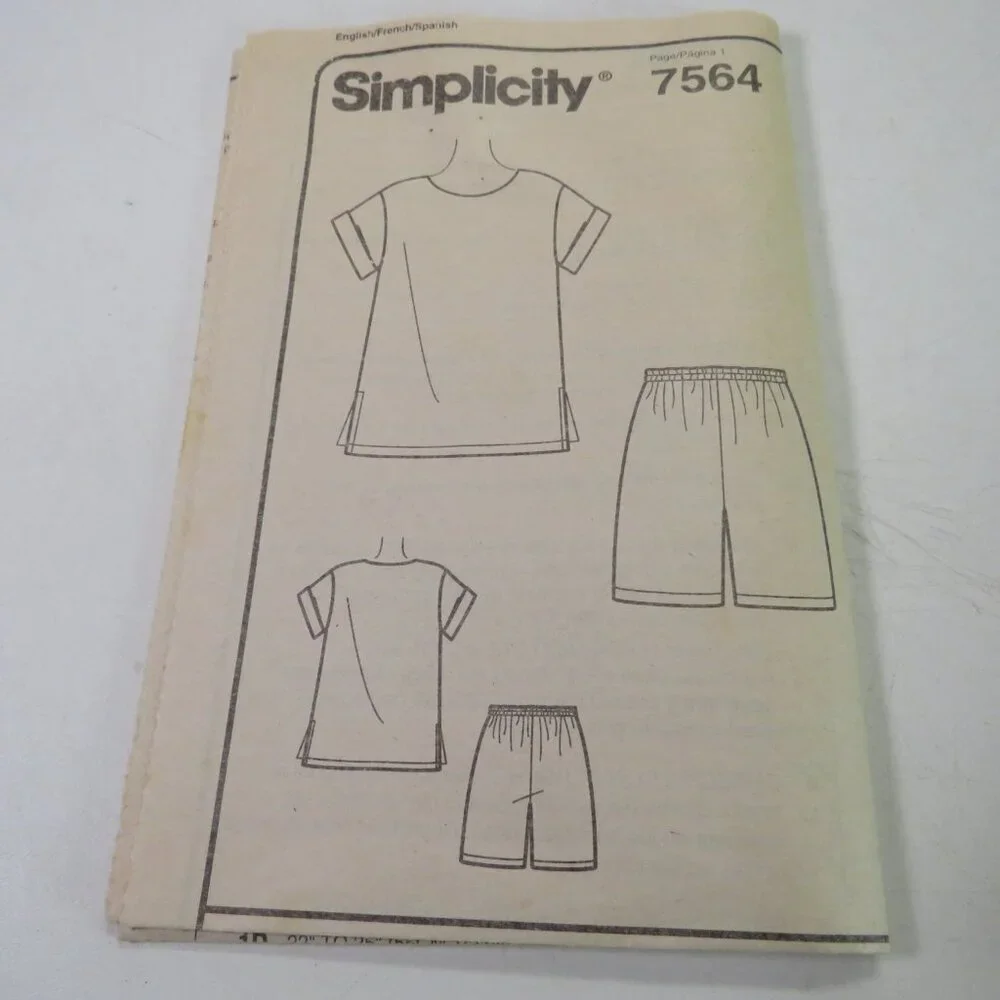 Simplicity 7564 Sewing Pattern EASY shirt & shorts size 18W-24W